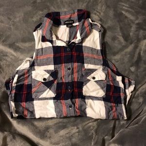 Plaid Button Down Tank Top